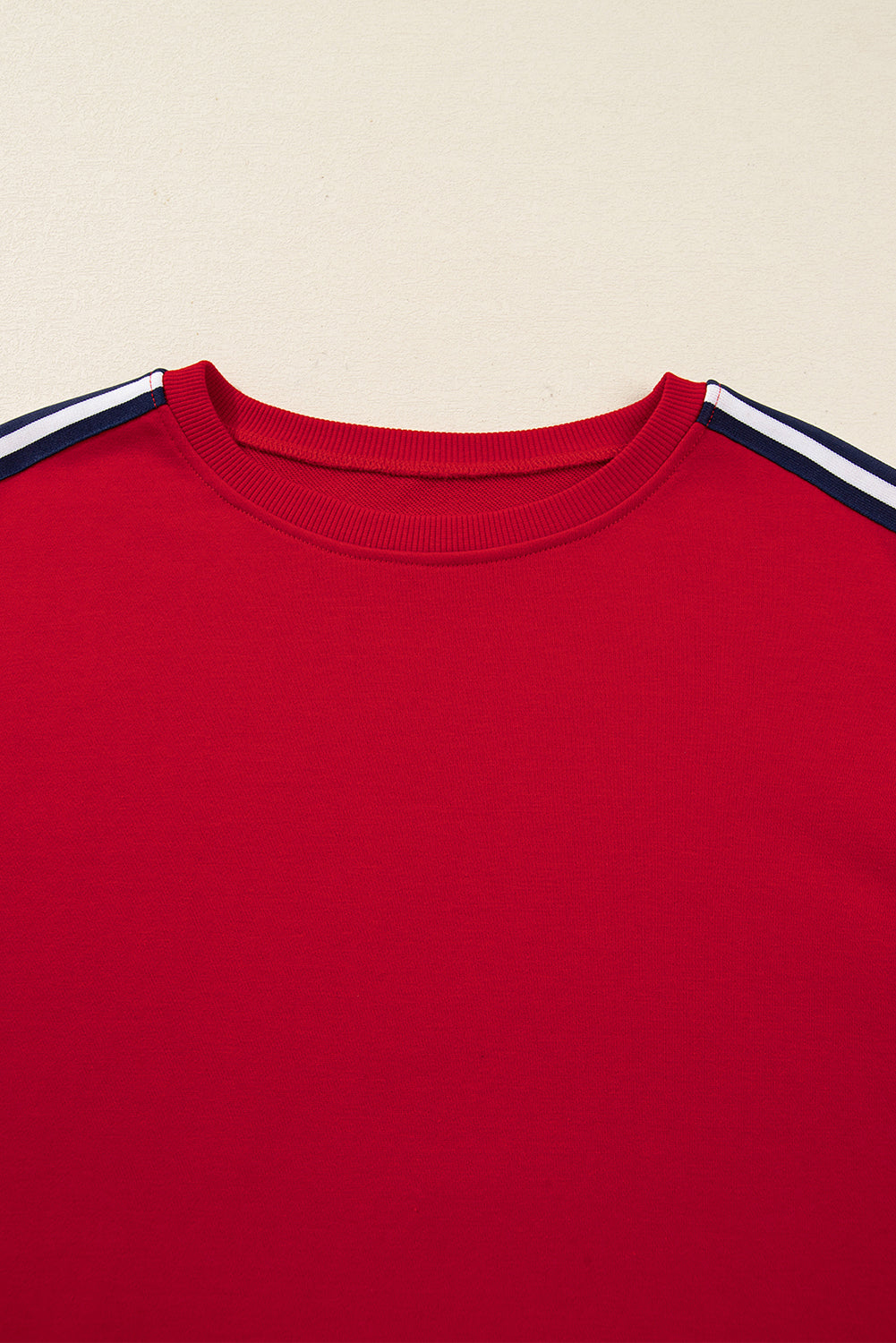 Varsity Stripe Contrast Ribbed Trim Sweatshirt