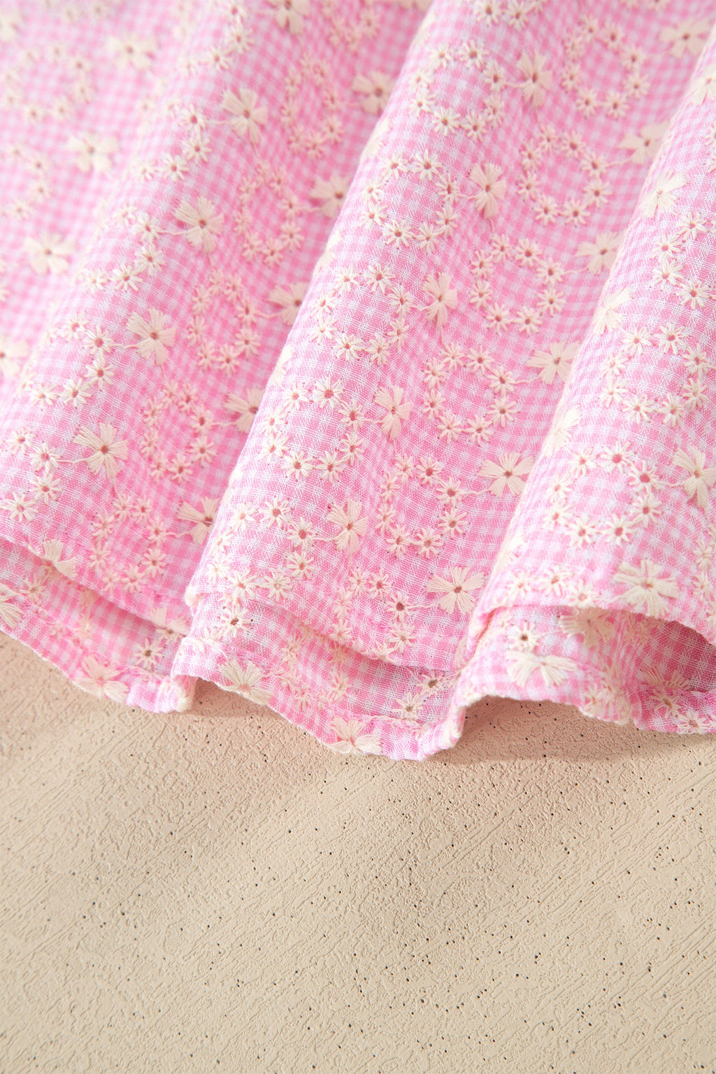 Flower Eyelet Embroidered Lace Flutter Sleeve Blouse