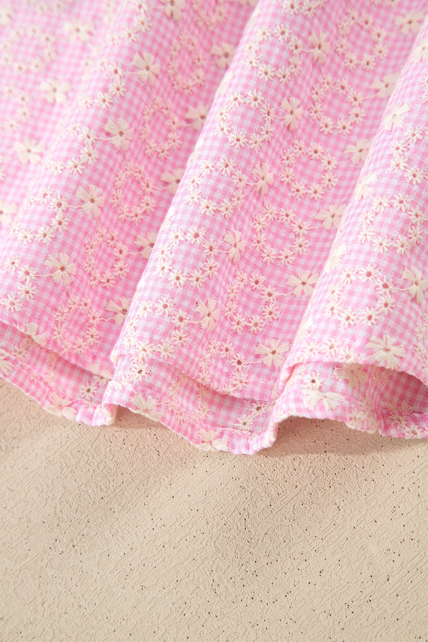 Flower Eyelet Embroidered Lace Flutter Sleeve Blouse