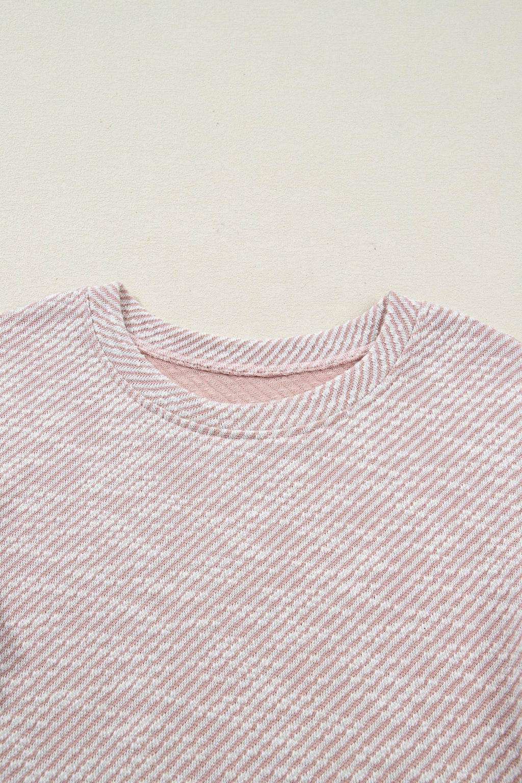 Stripe Lace Ruffle Short Sleeve Twill Blouse
