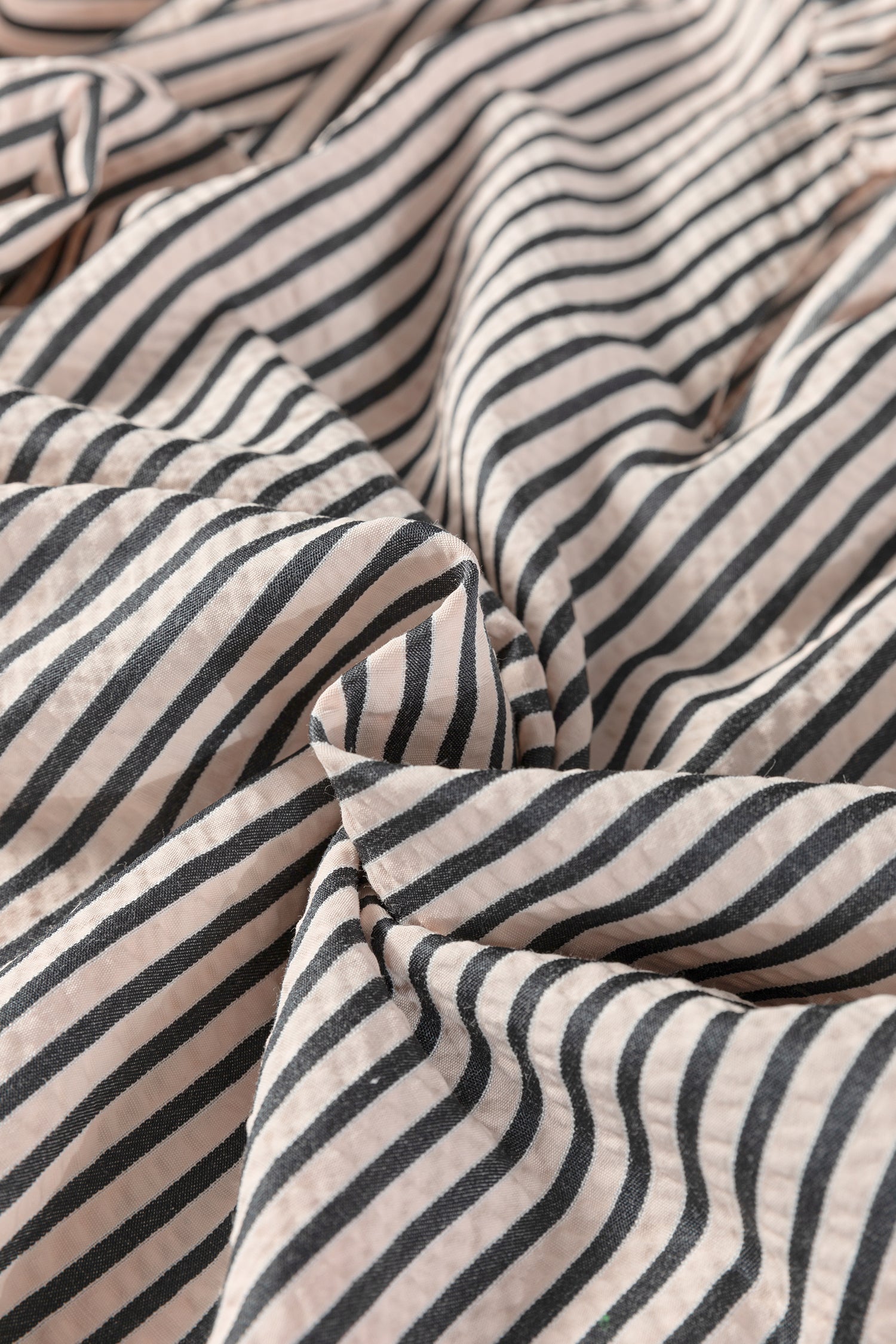 Stripe Knotted Cuff 3/4 Sleeve V-Neck Blouse