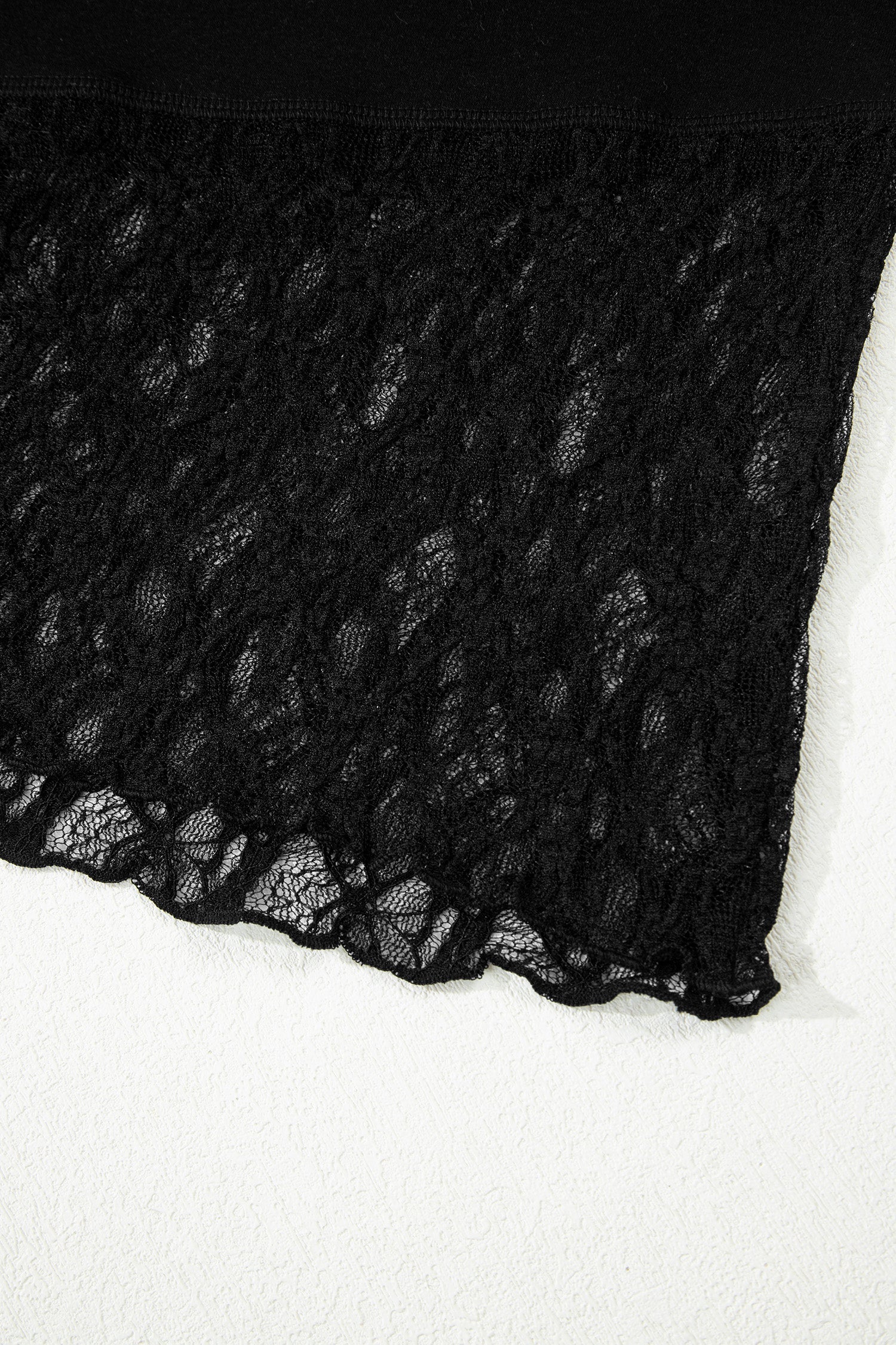Sheer Lace Asymmetric Patchwork Long Sleeve Top