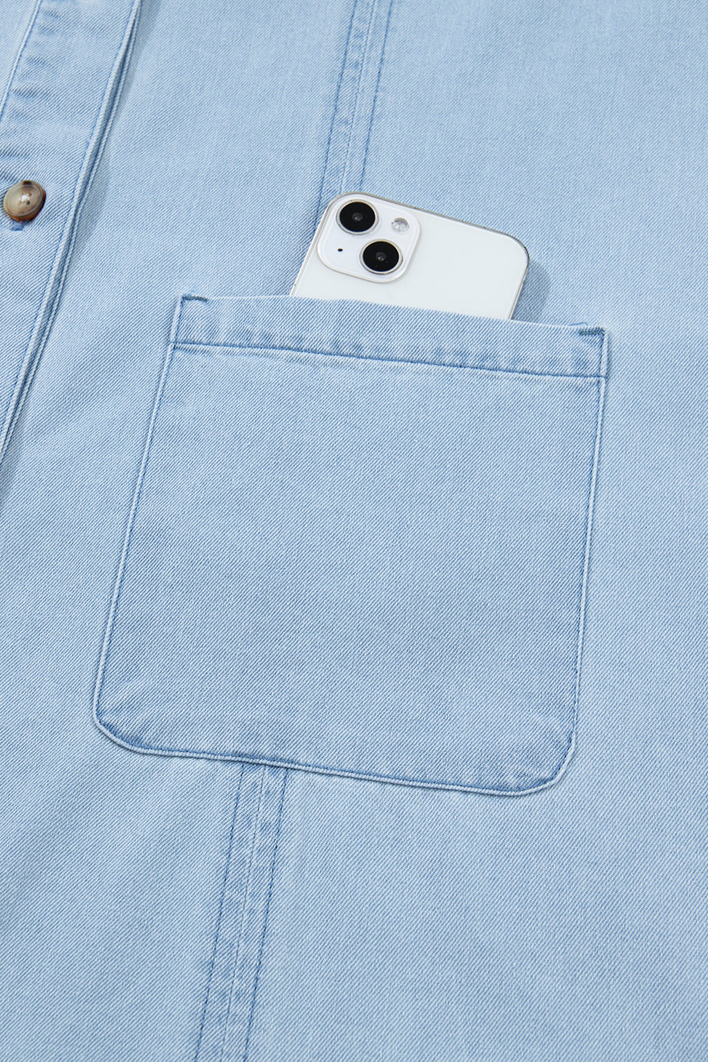 Denim Ruffle Edge Collared Dress w/ Pockets