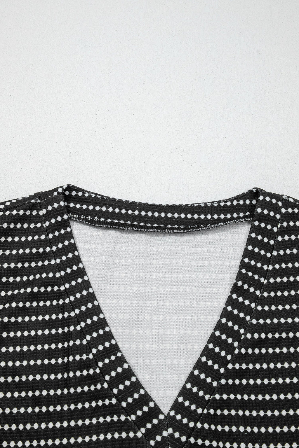 Stripe Textured Knit V-Neck Flutter Sleeve Mini Dress
