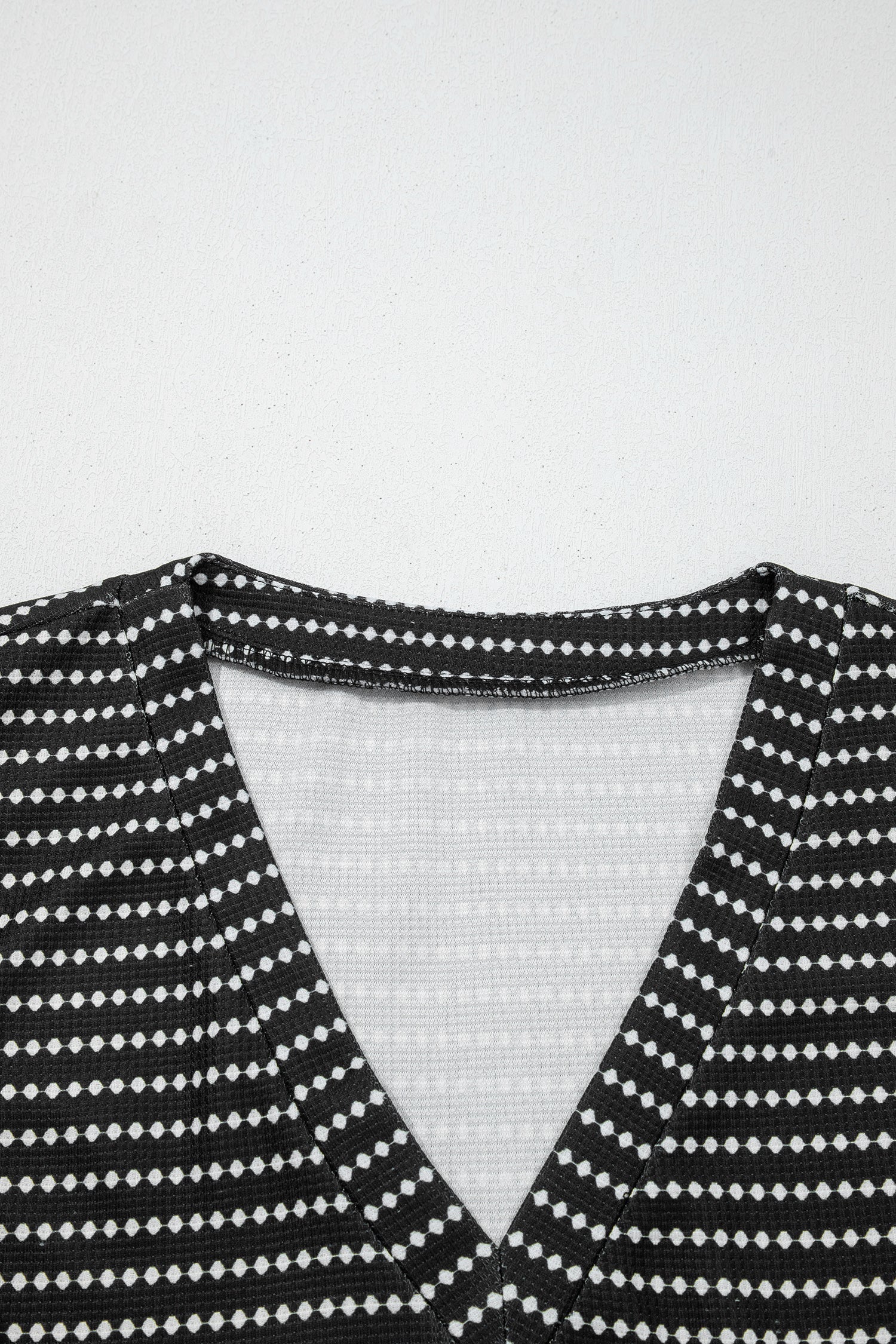 Stripe Textured Knit V-Neck Flutter Sleeve Mini Dress