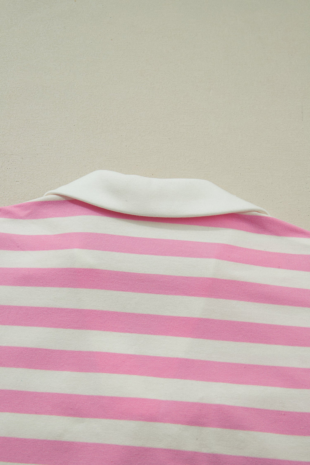 Stripe Collar V-Neck Ruffle Short Sleeve Blouse
