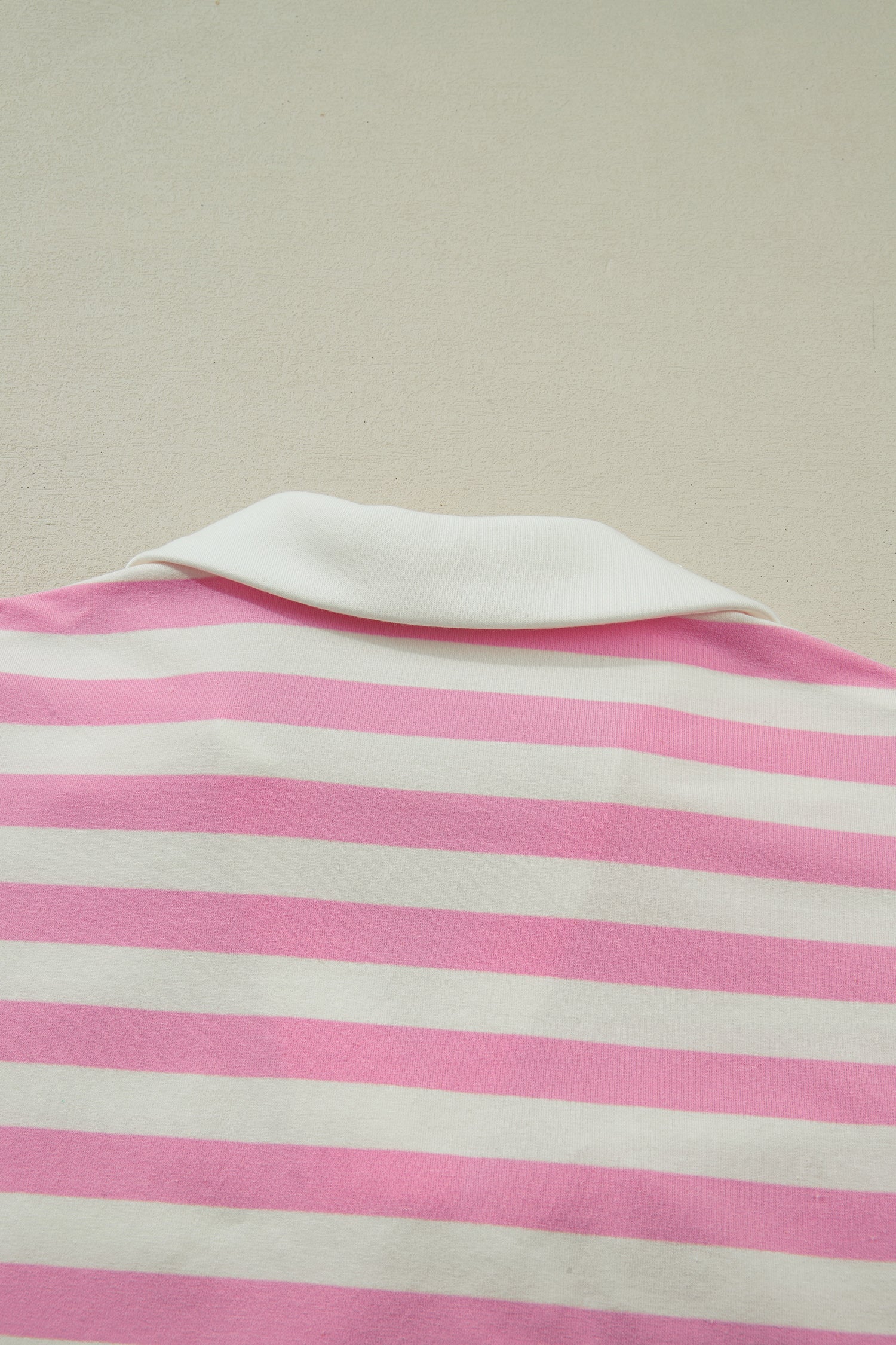 Stripe Collar V-Neck Ruffle Short Sleeve Blouse