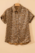 Leopard Metallic Short Sleeve Buttoned Shirt