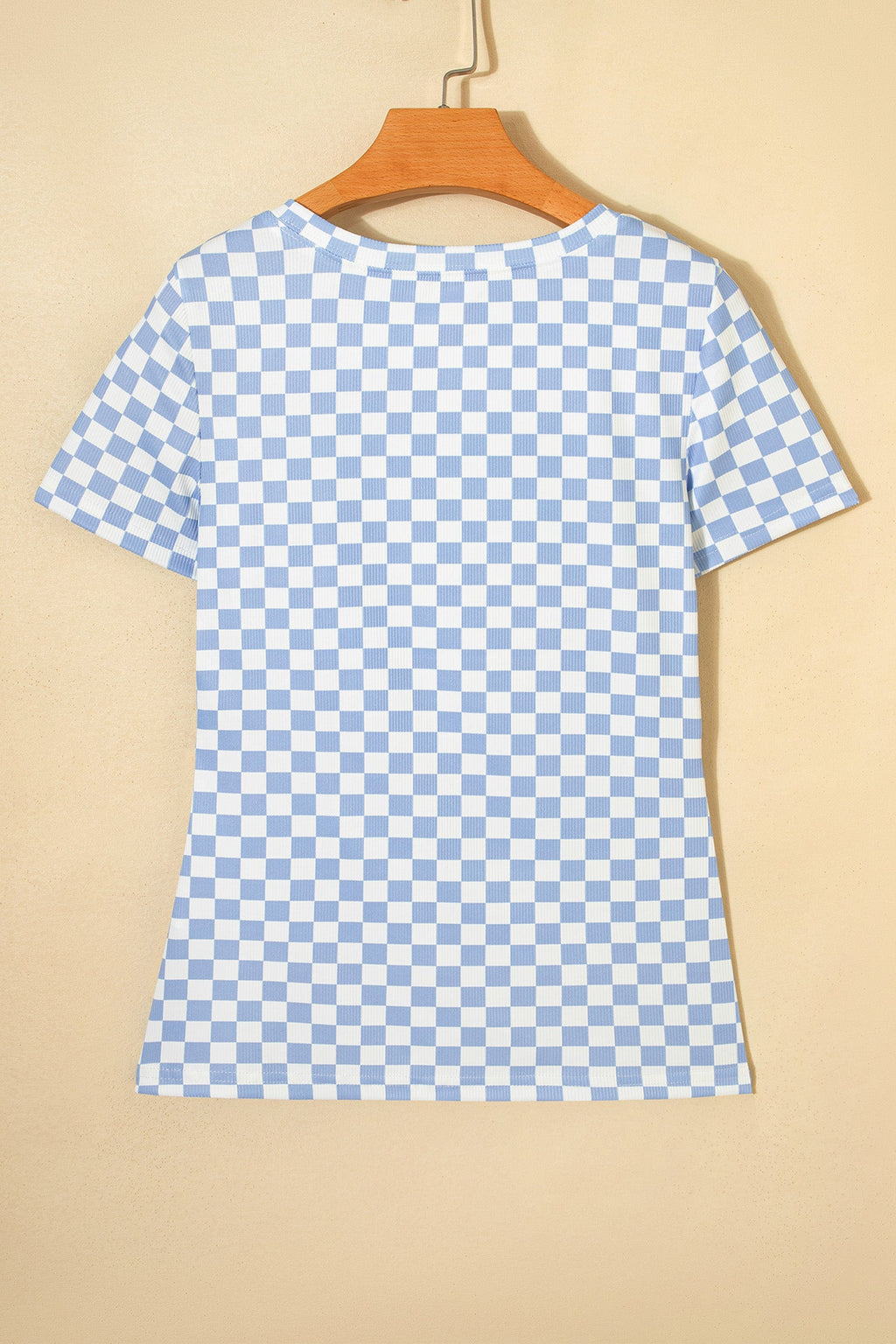 Checker Ribbed Short Sleeve Crew Neck T-Shirt