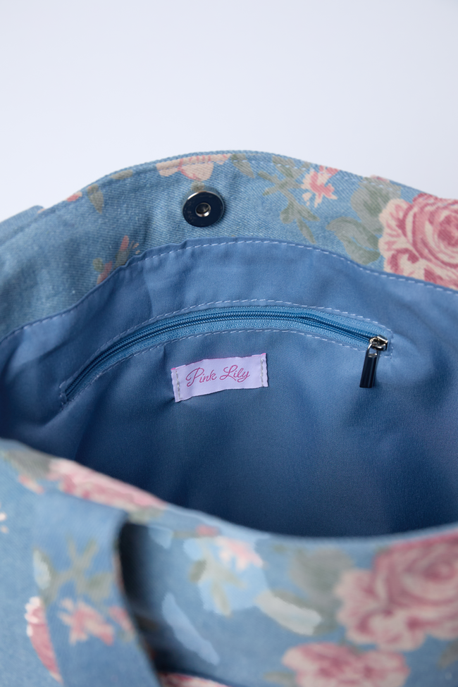 Kian Denim Rose Tote SALE