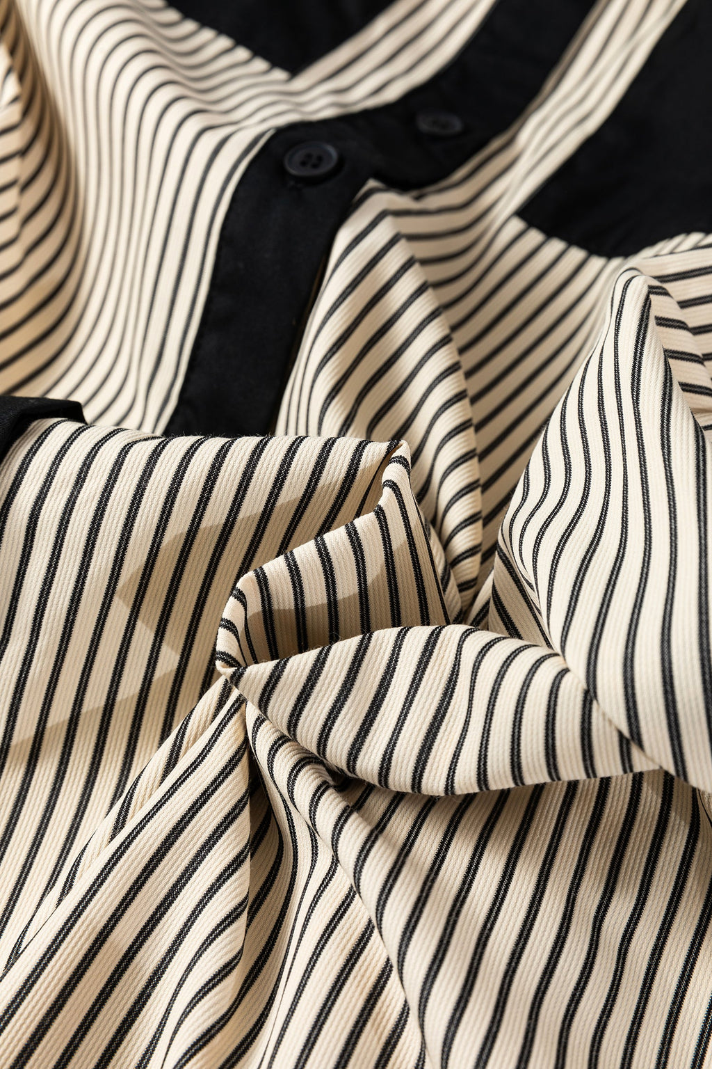 Stripe Patchwork Chest Pocket Mini Shirt Dress