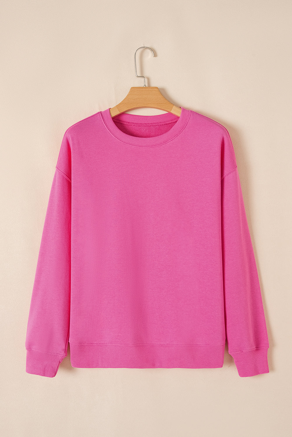 Solid Drop Shoulder Crewneck Pullover Sweatshirt