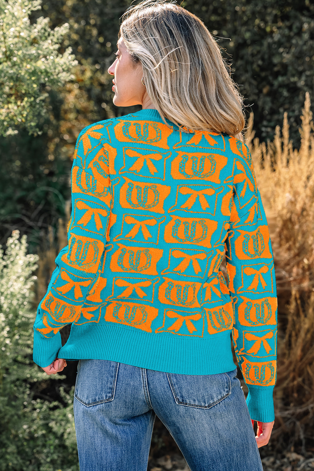 Western Bows & Horseshoes Long Sleeve Sweater