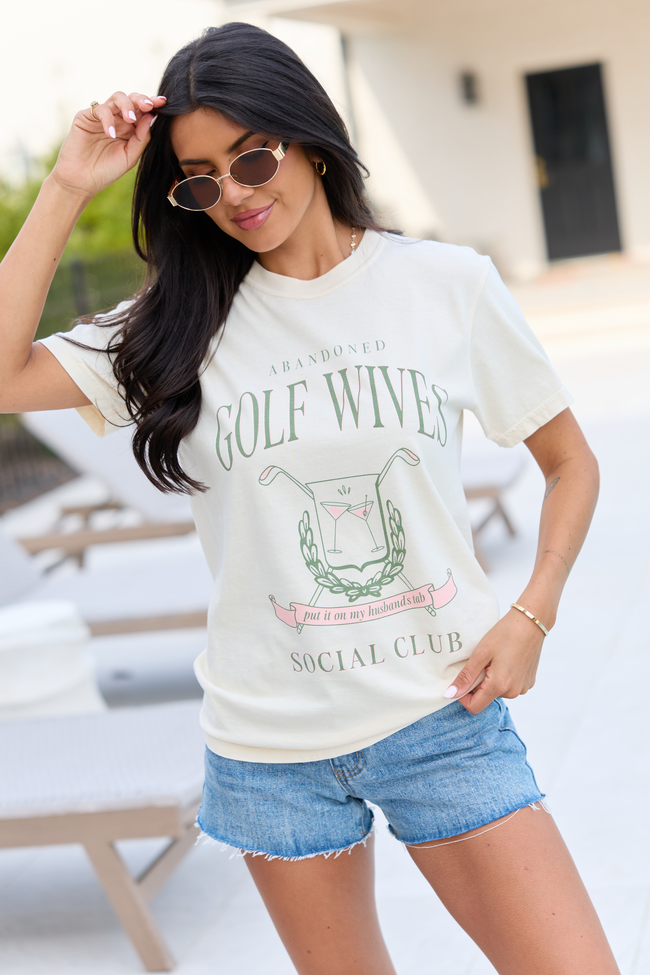 Golf Wives Social Club Ivory Graphic Tee SALE