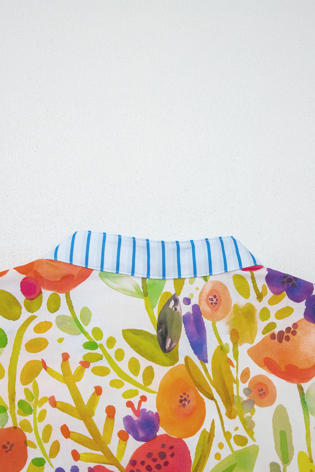 Floral Ricrac Trim Stripe Patchwork V-Neck Dress