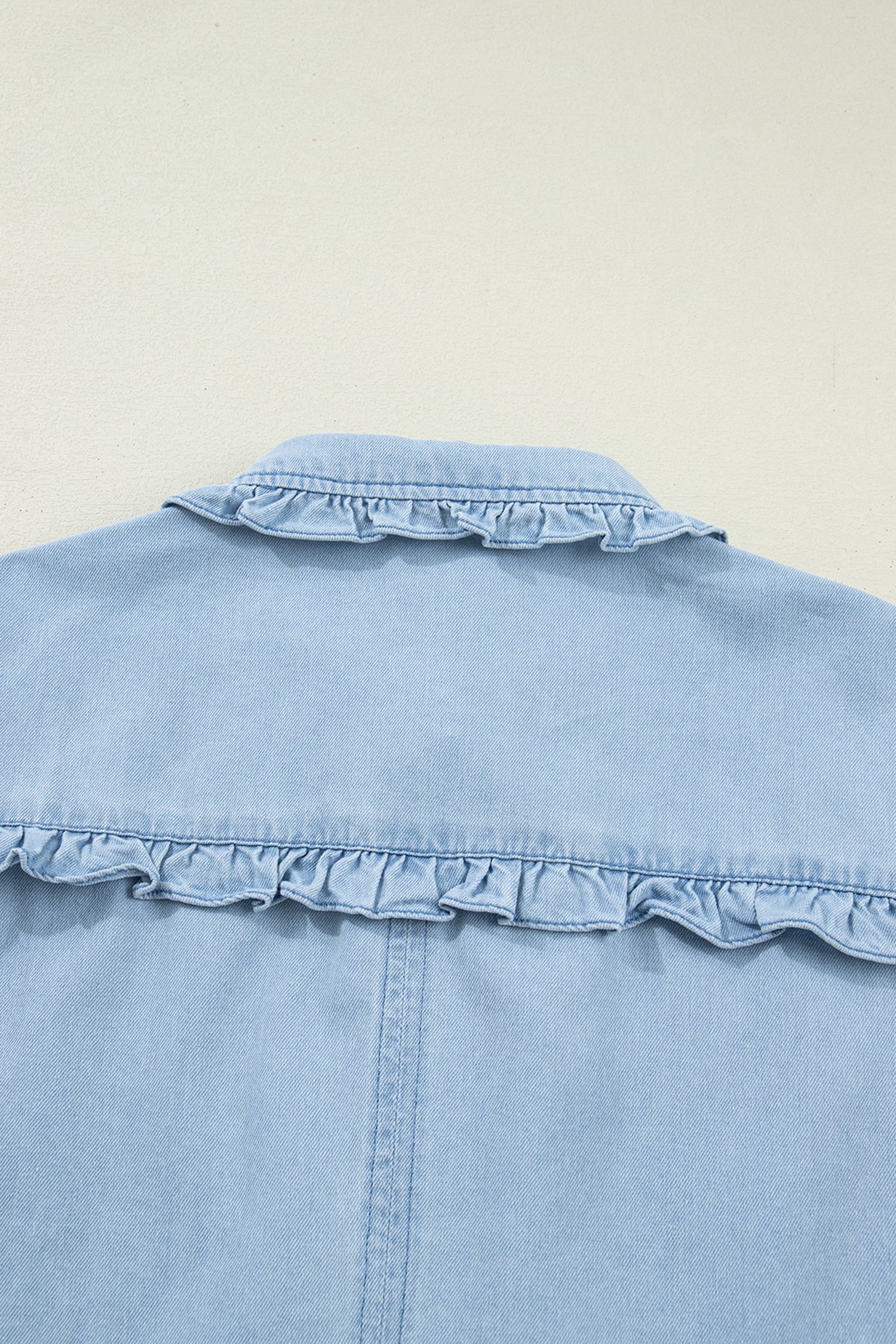 Denim Ruffle Edge Collared Dress w/ Pockets