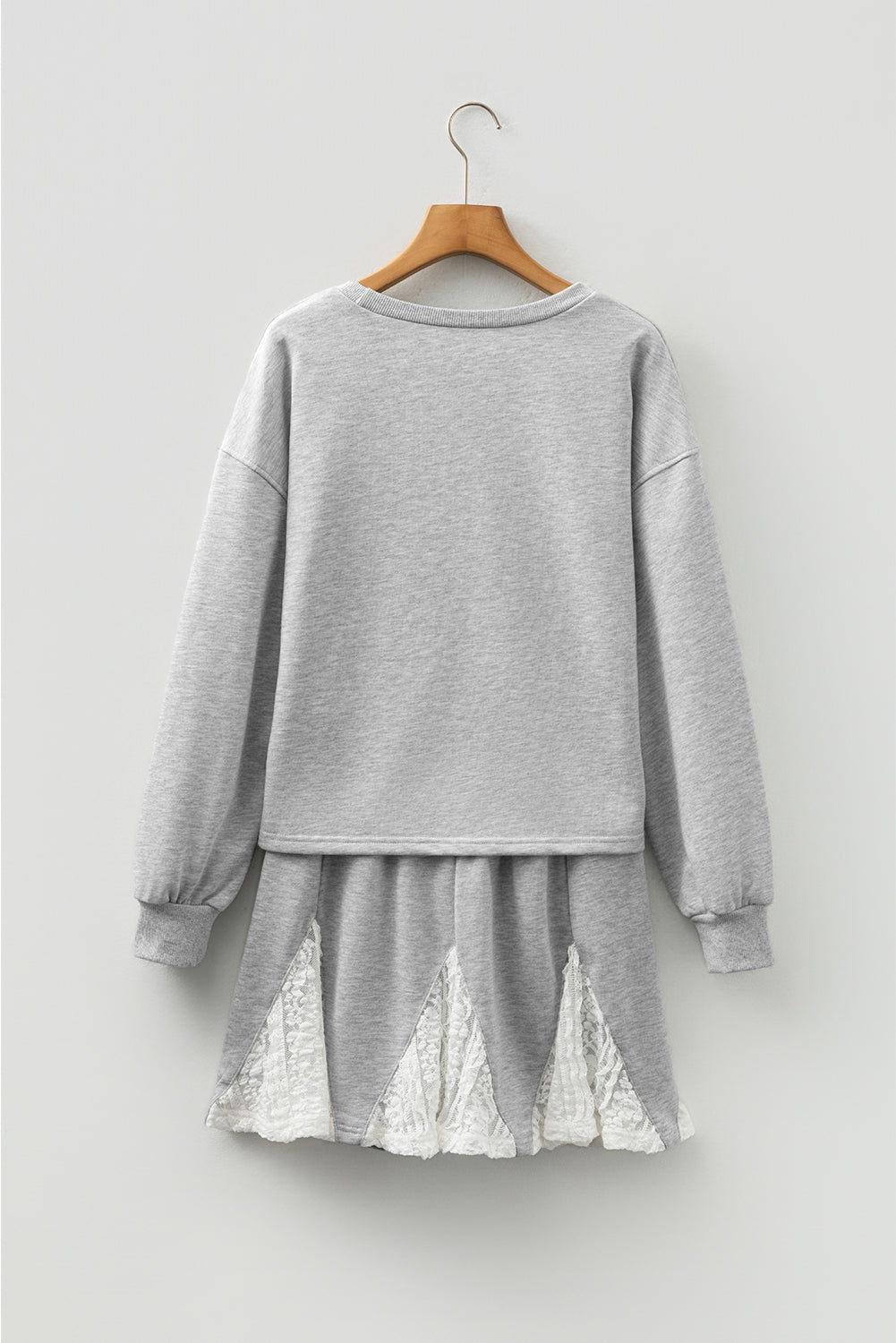 Lace Patchwork Pullover and  Drawstring Skort Set