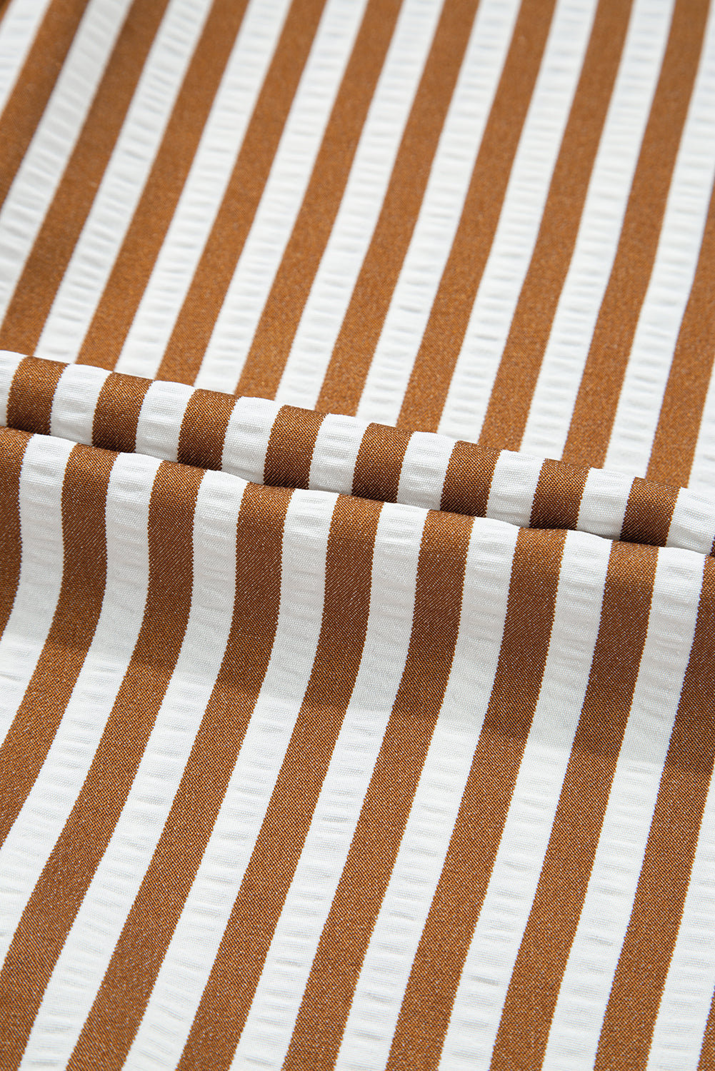 Stripe Ruffle Hem Collared Long Sleeve Shirt Mini Dress