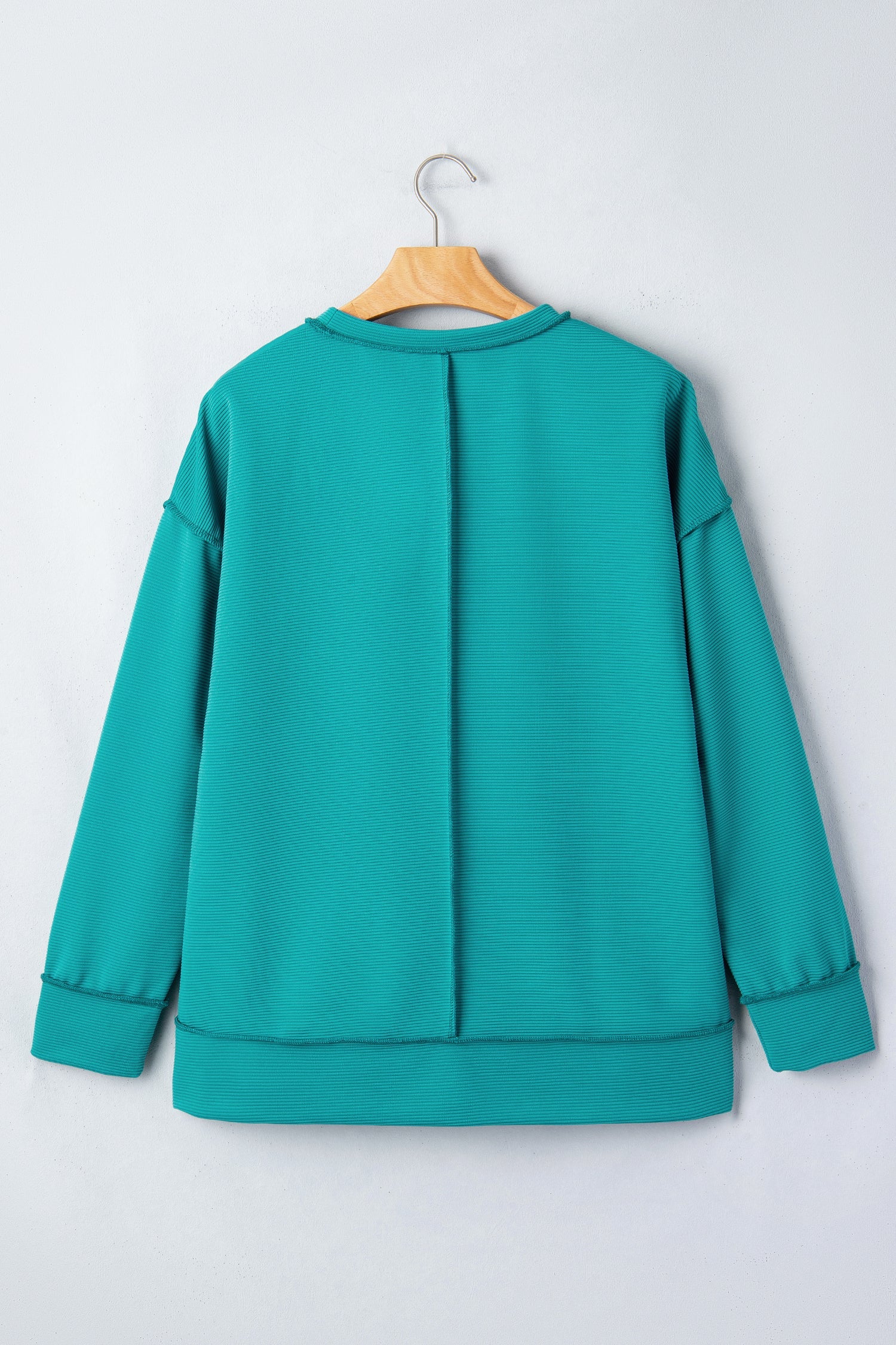 Ribbed Exposed Seam Drop Shoulder Pullover