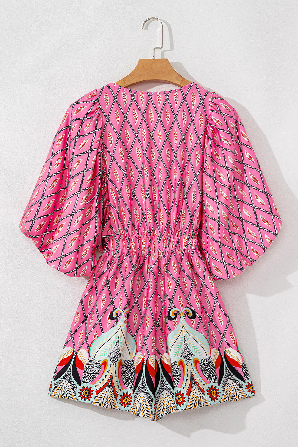 Paisley Geometric V-Neck High Waist Romper