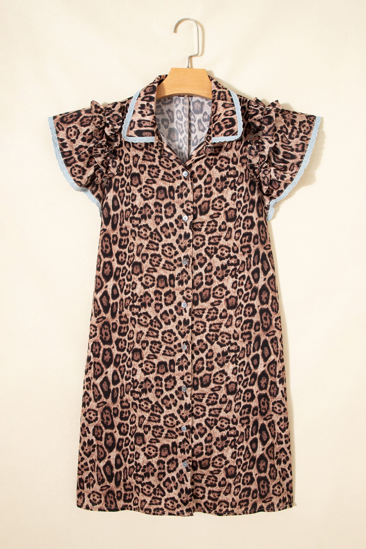 Leopard Lace Trim Loose Dress
