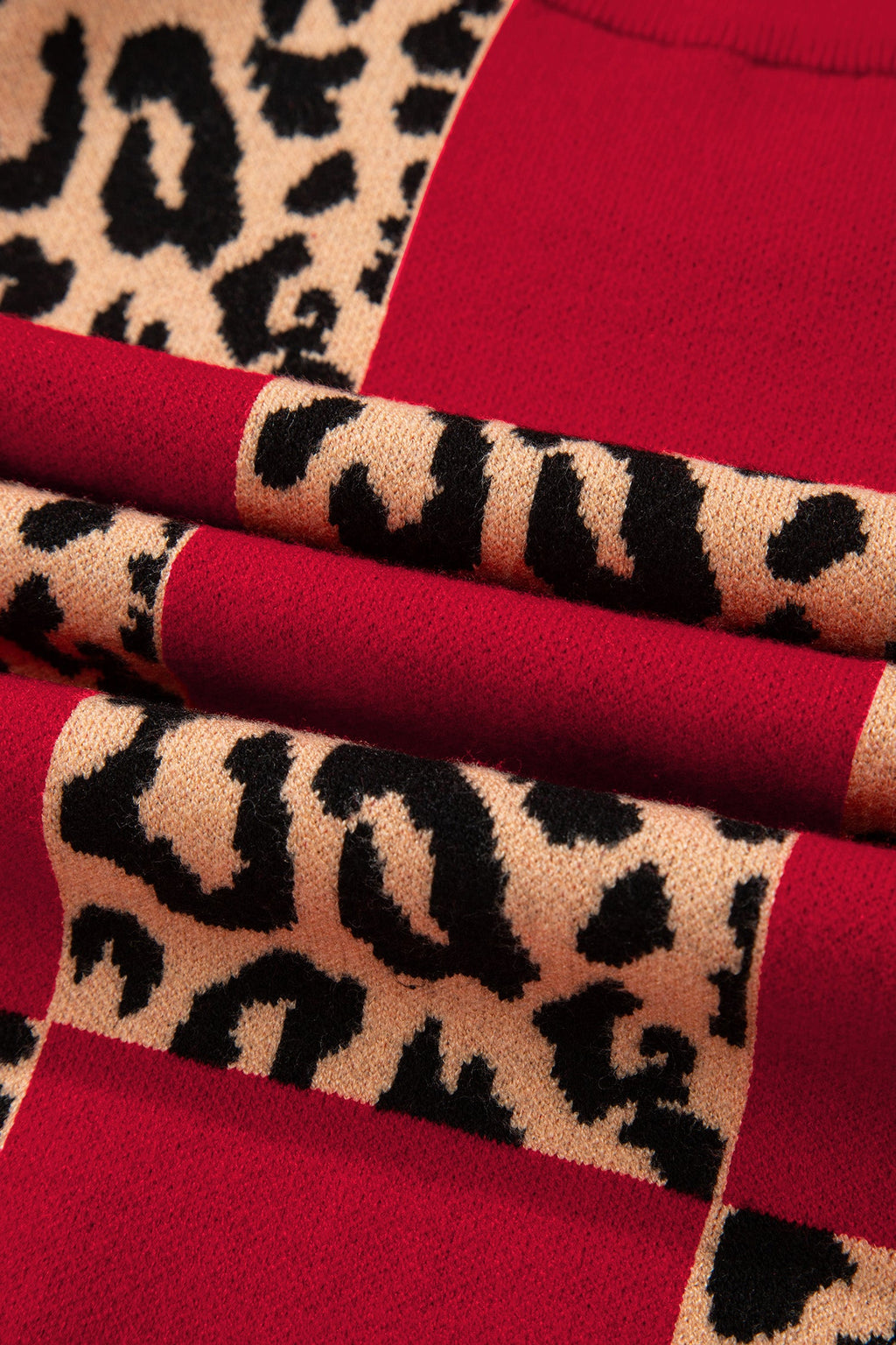 Leopard Checker Short Sleeve Knit Sweater