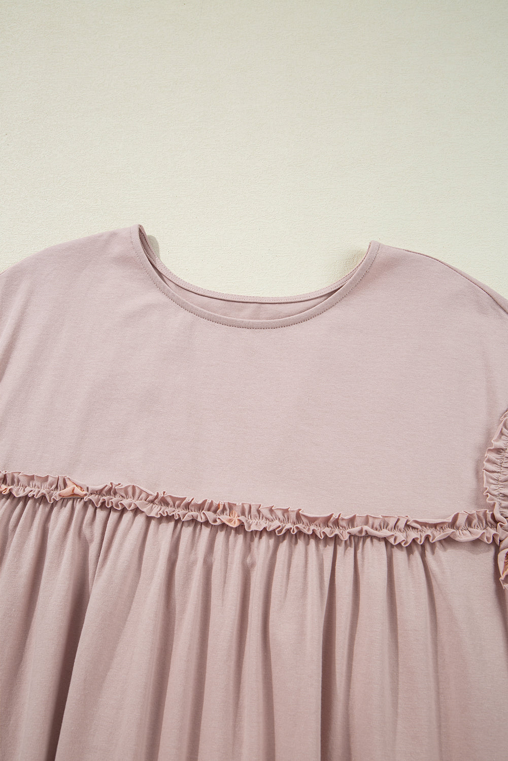 Solid Frilled Trim Short Sleeve Mini Dress
