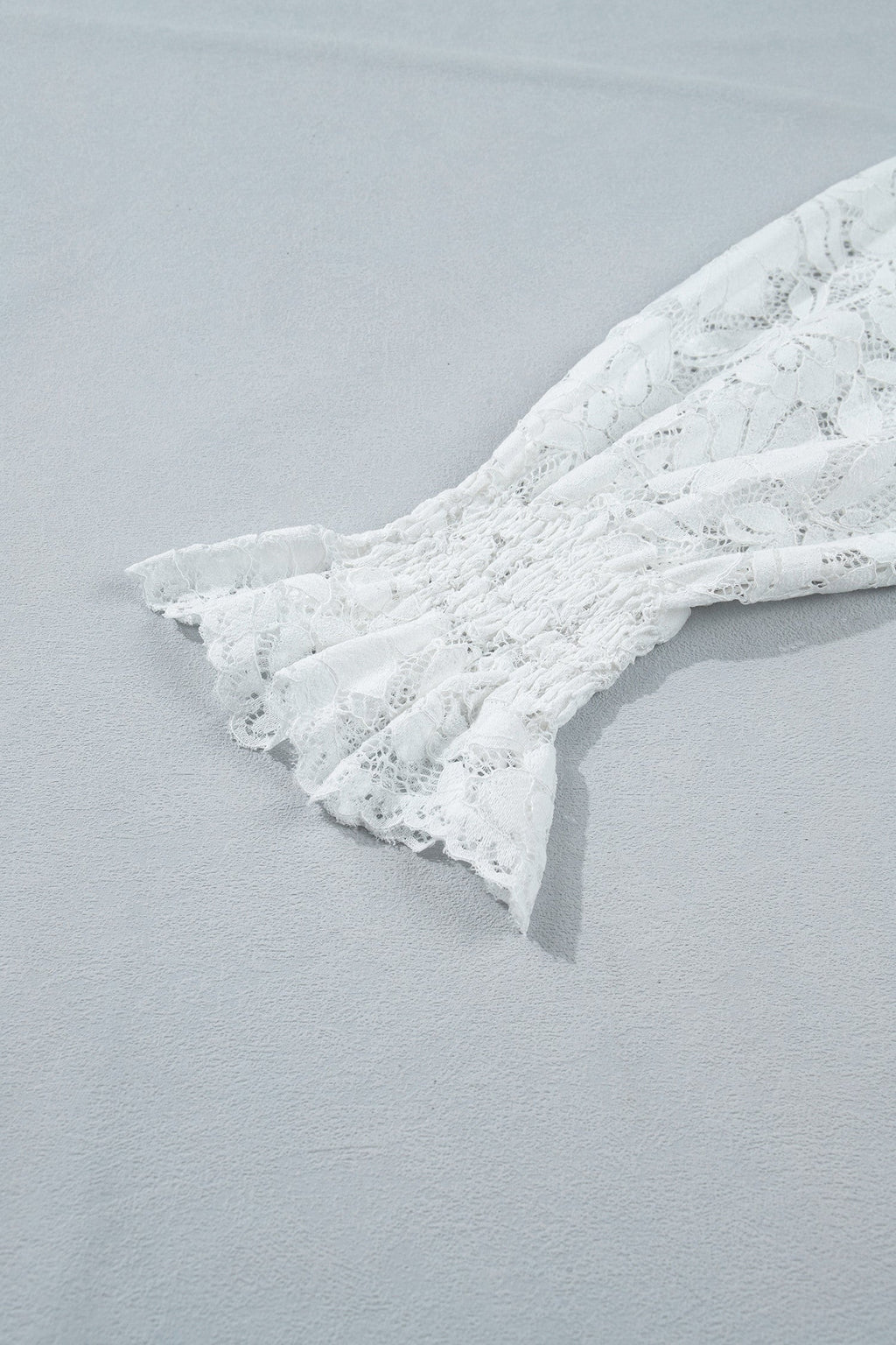 White Ruffled Sheer Lace Blouse