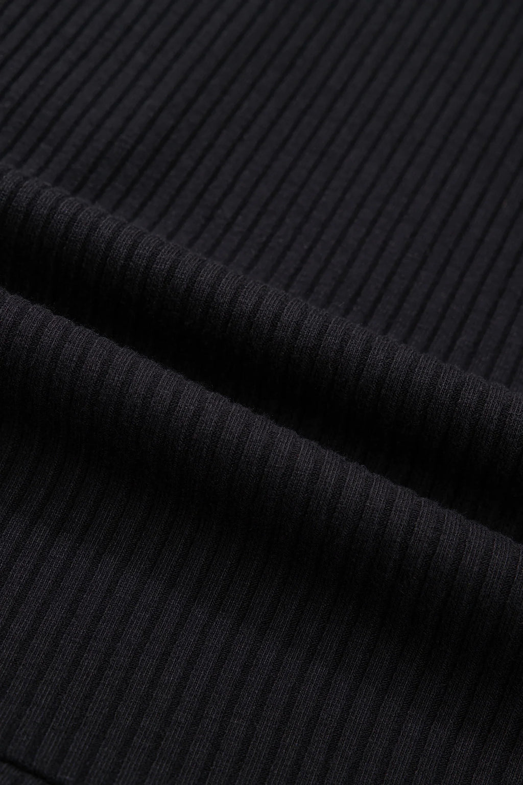 Ribbed Knit Contrast Denim Patchwork Hooded Top