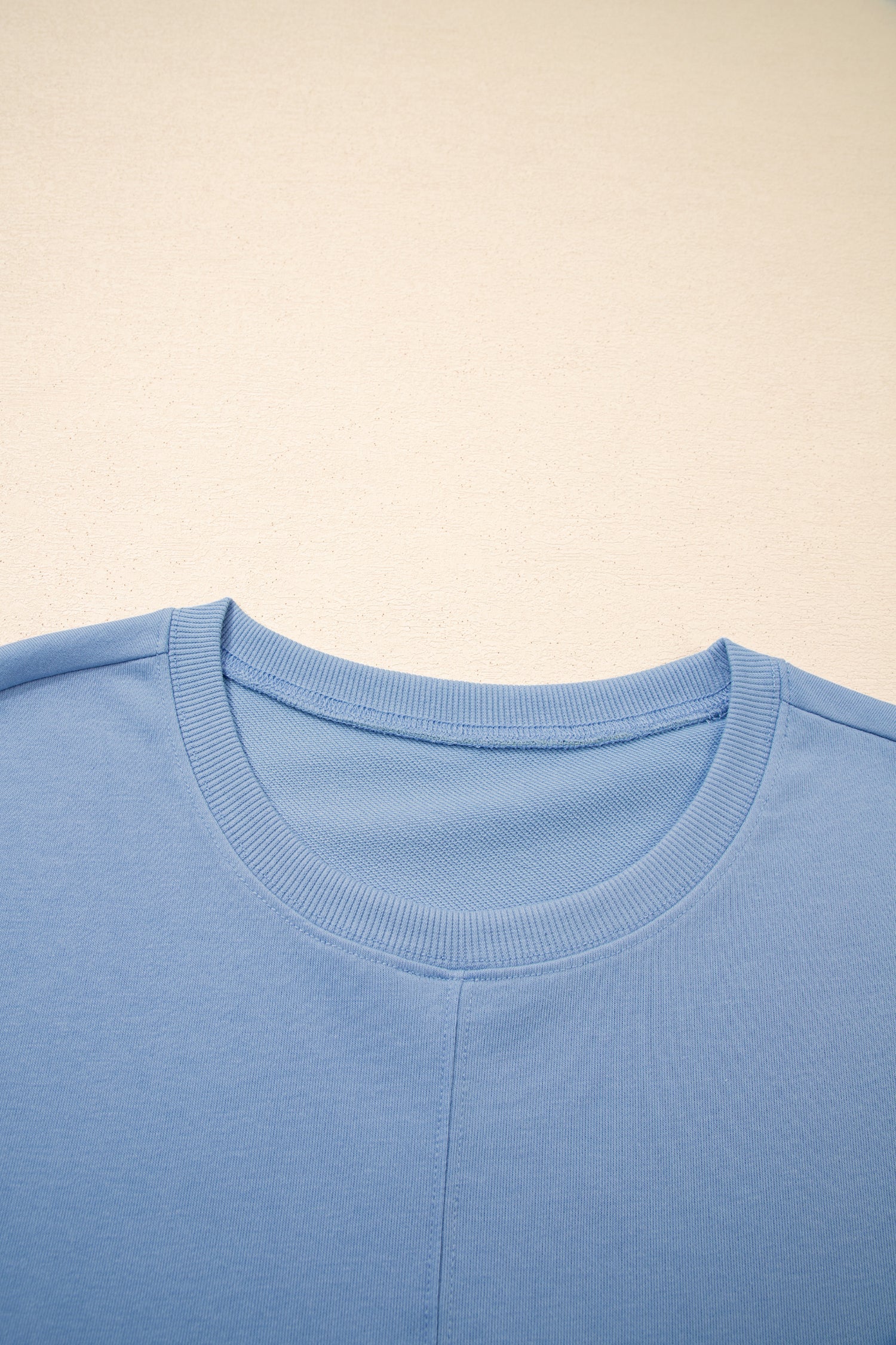 Solid Textured Raw Edge Top and Short Set