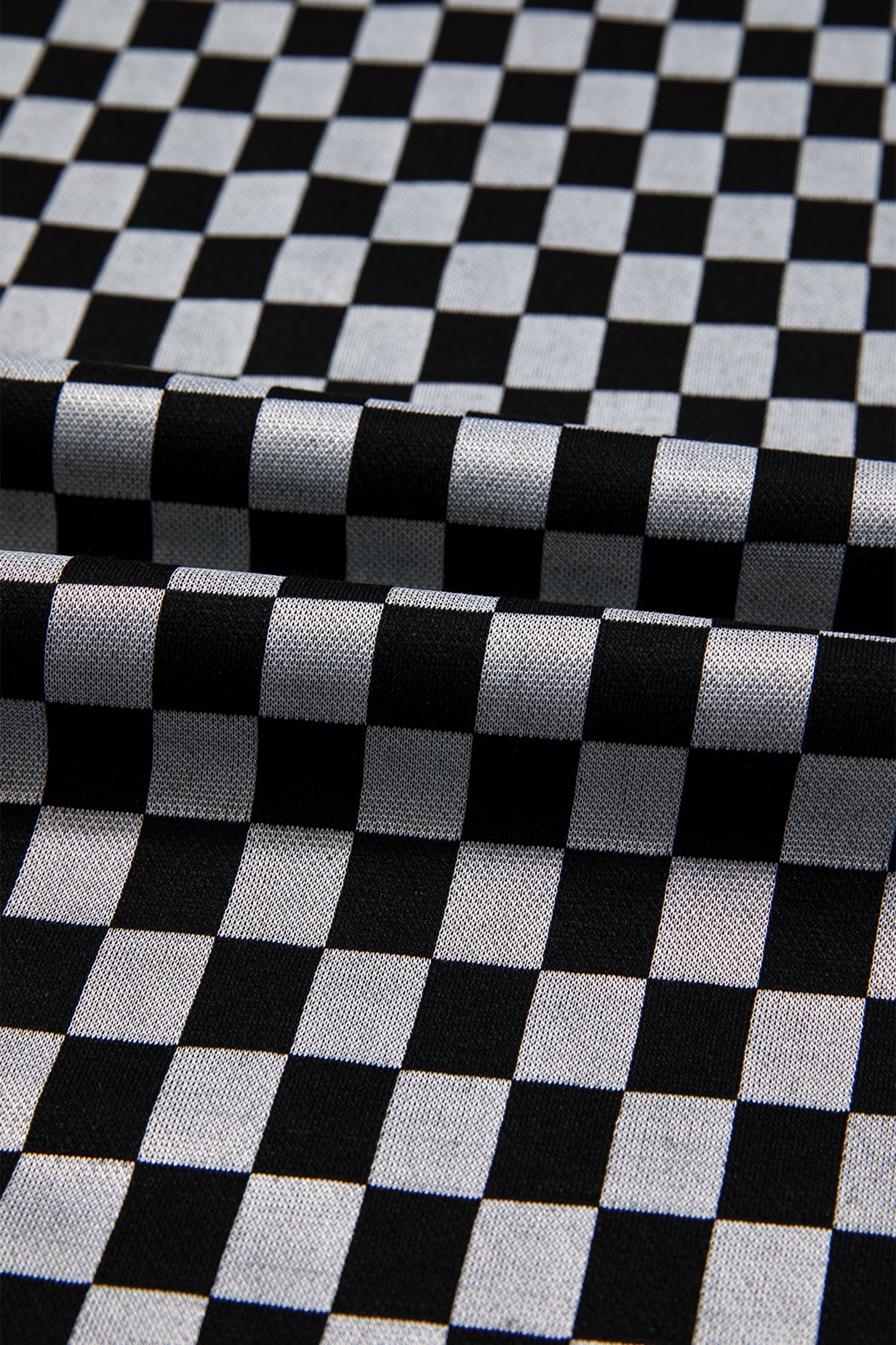 Checker Textured Patchwork Drawstring Waist Pants