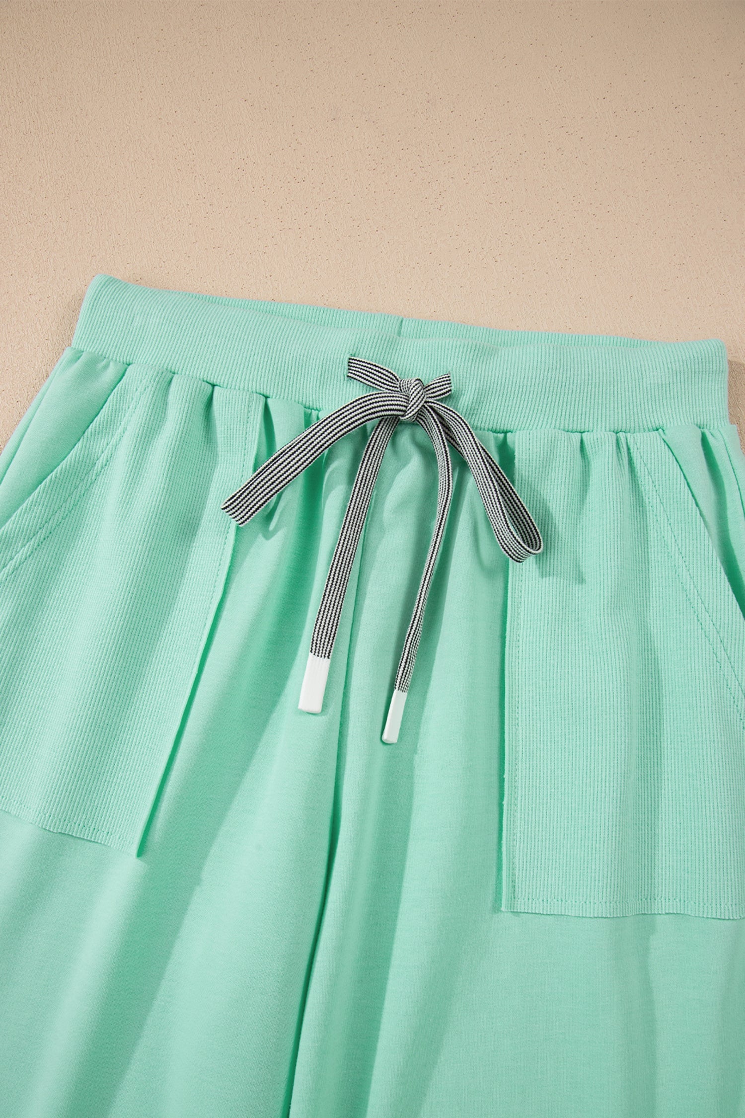 Solid V-Neck Tee & Drawstring Pants Set