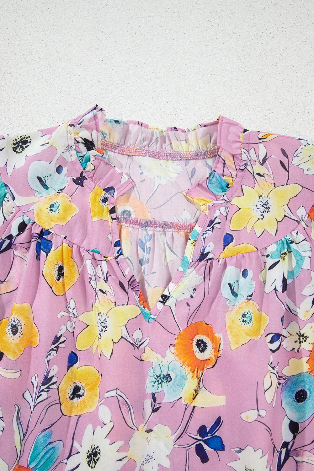 Floral Flutter Sleeve V-Neck Top