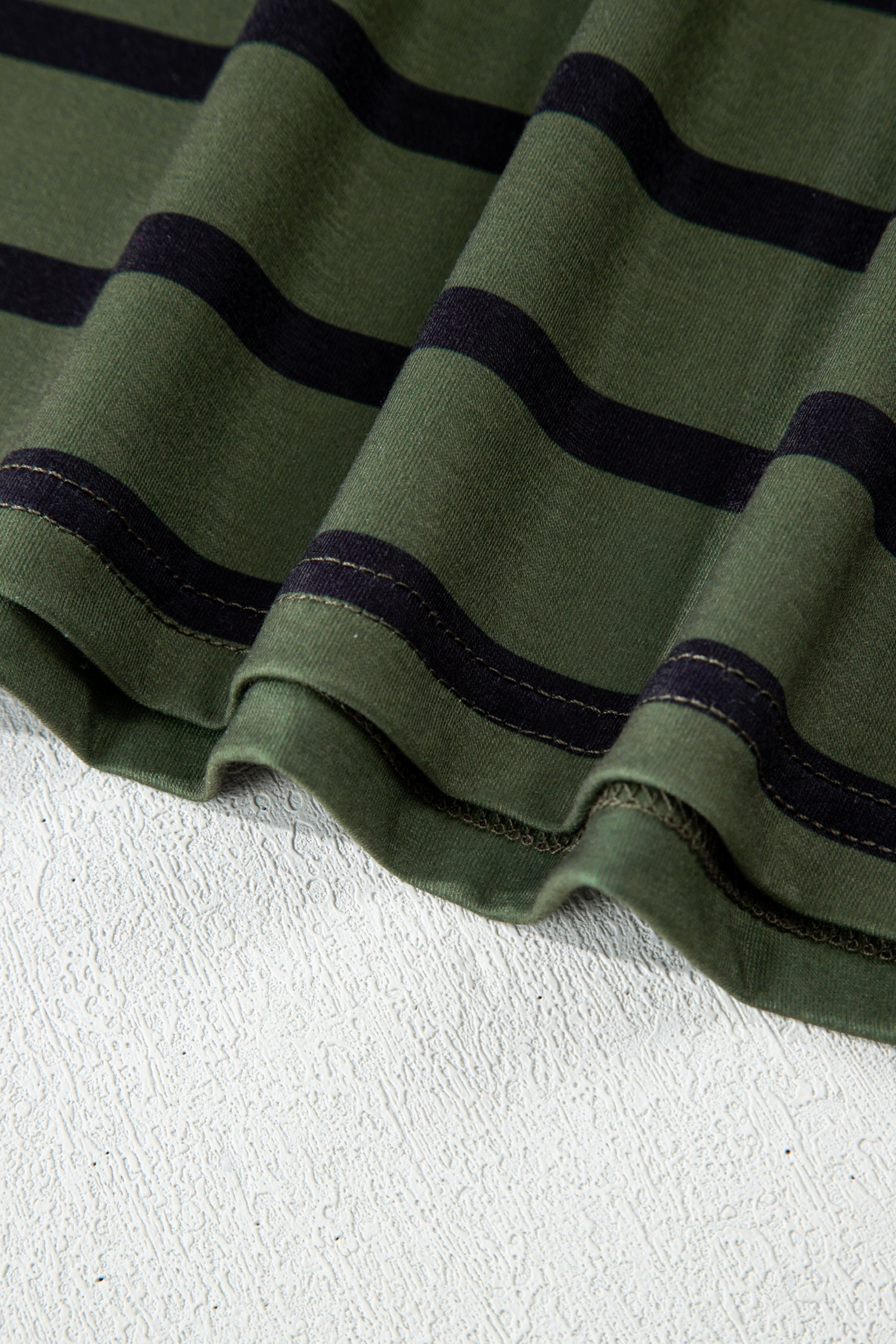 Stripe Half Buttoned Crewneck T-Shirt