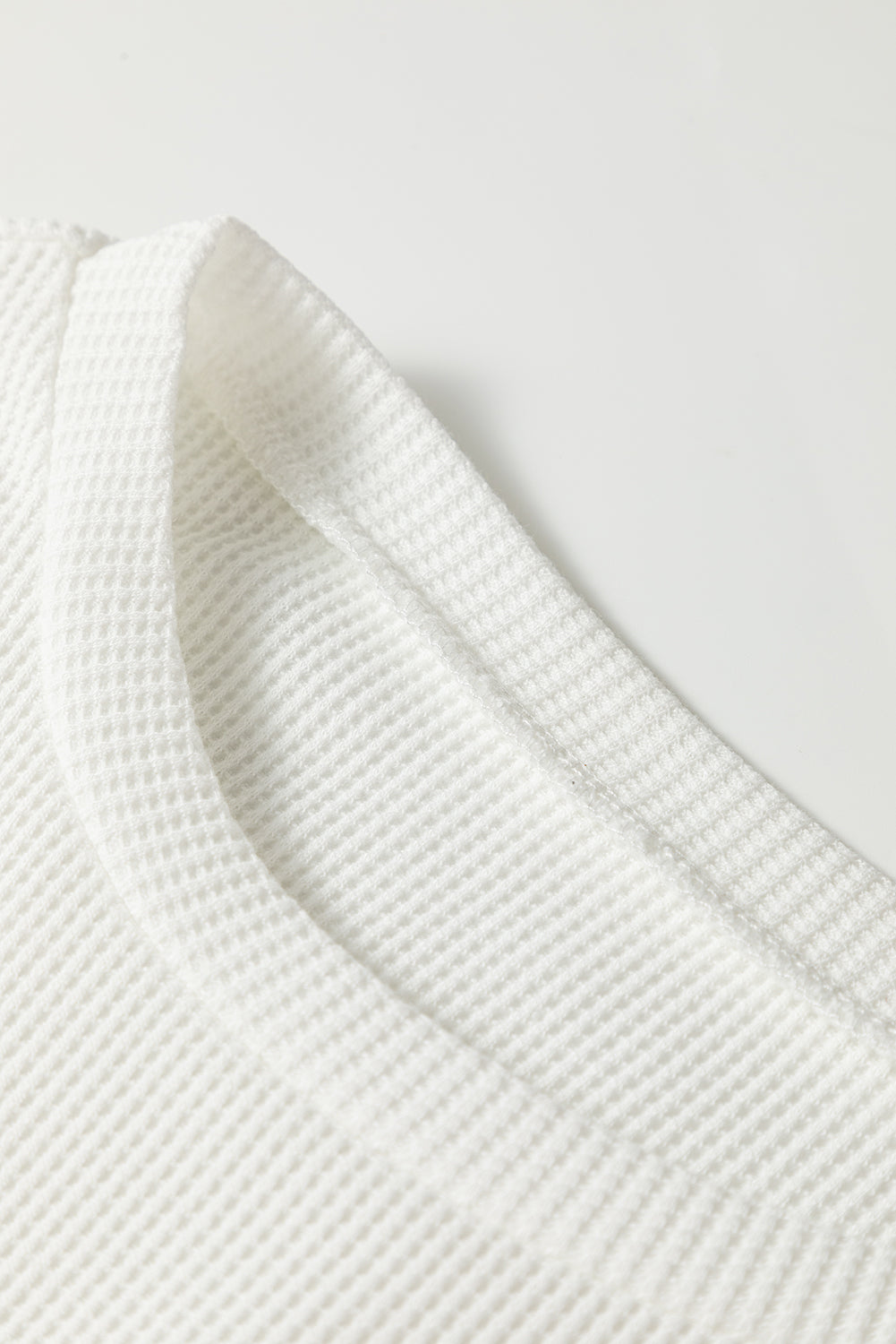 Solid Waffle Knit Long Sleeve Top