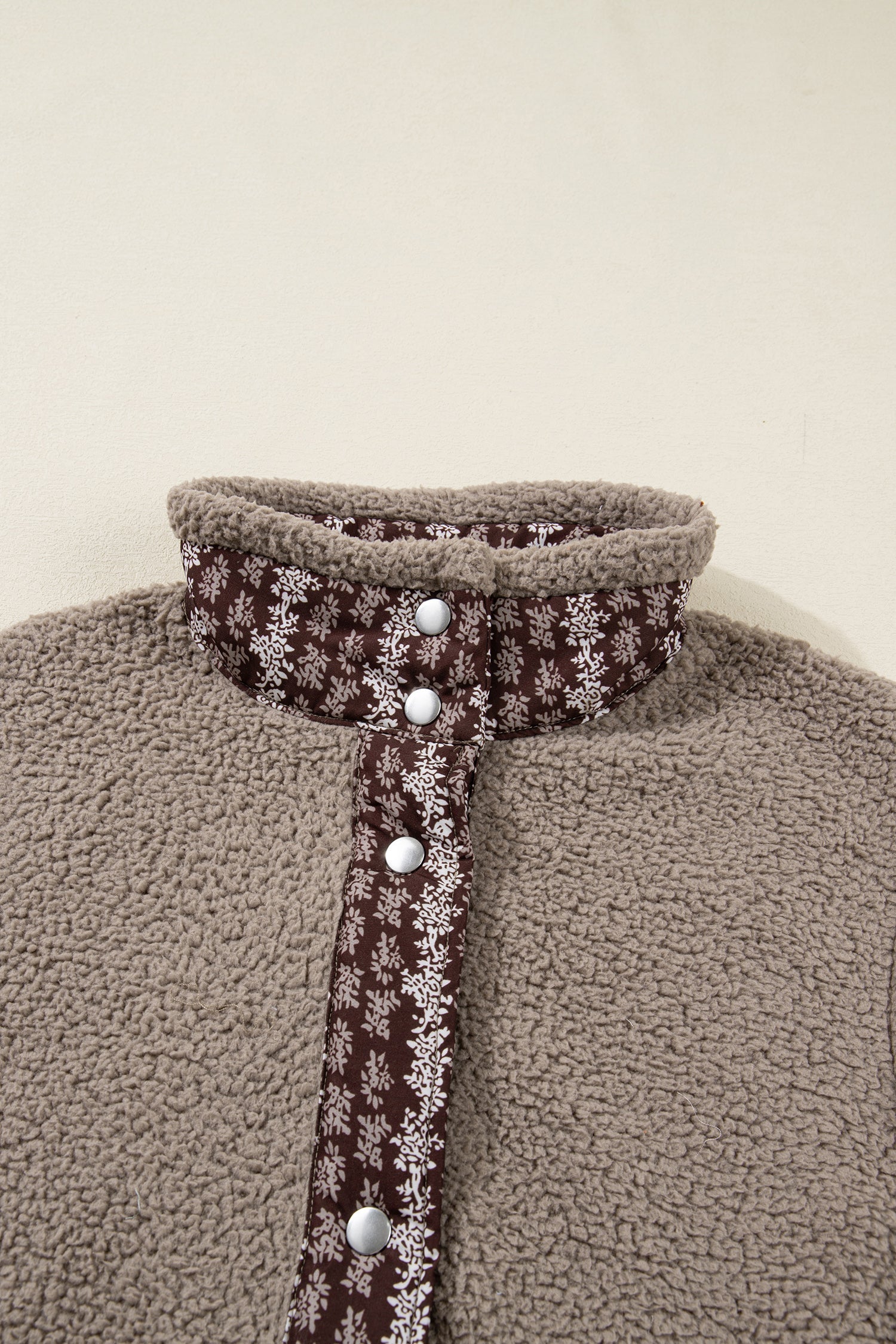Floral Contrast Trim Fleece Side Bow Tie Vest