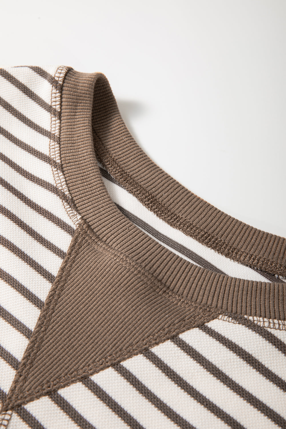 Stripe Contrast Detail Ruffle Short Sleeve Top