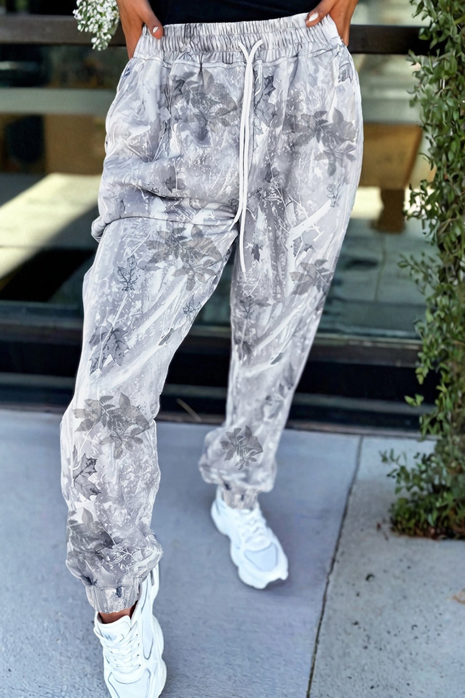 Camo Drawstring Elastic Waist Jogger Pants