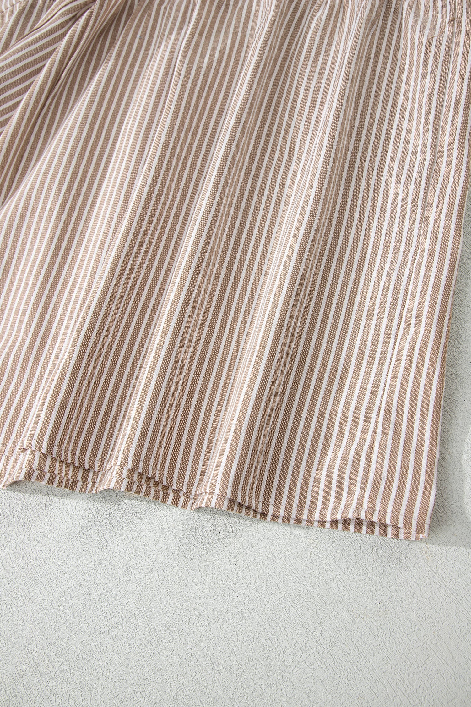 Stripe Flutter Sleeve Buttoned V-Neck Maxi Dress