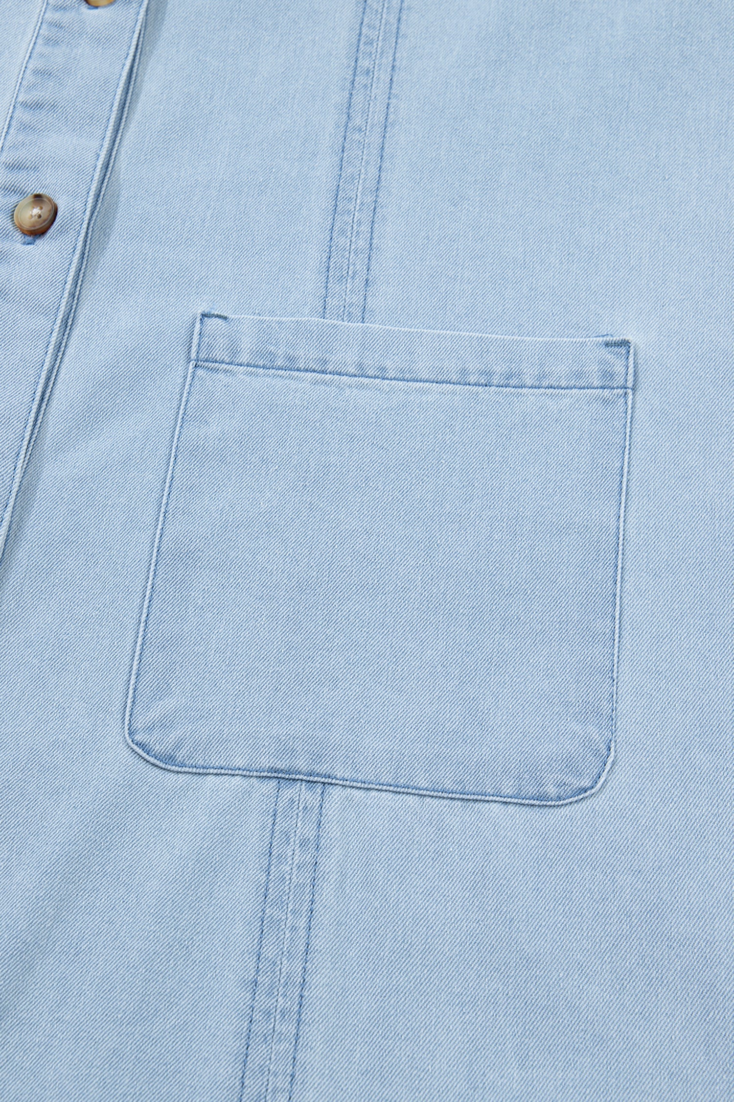 Denim Ruffle Edge Collared Dress w/ Pockets