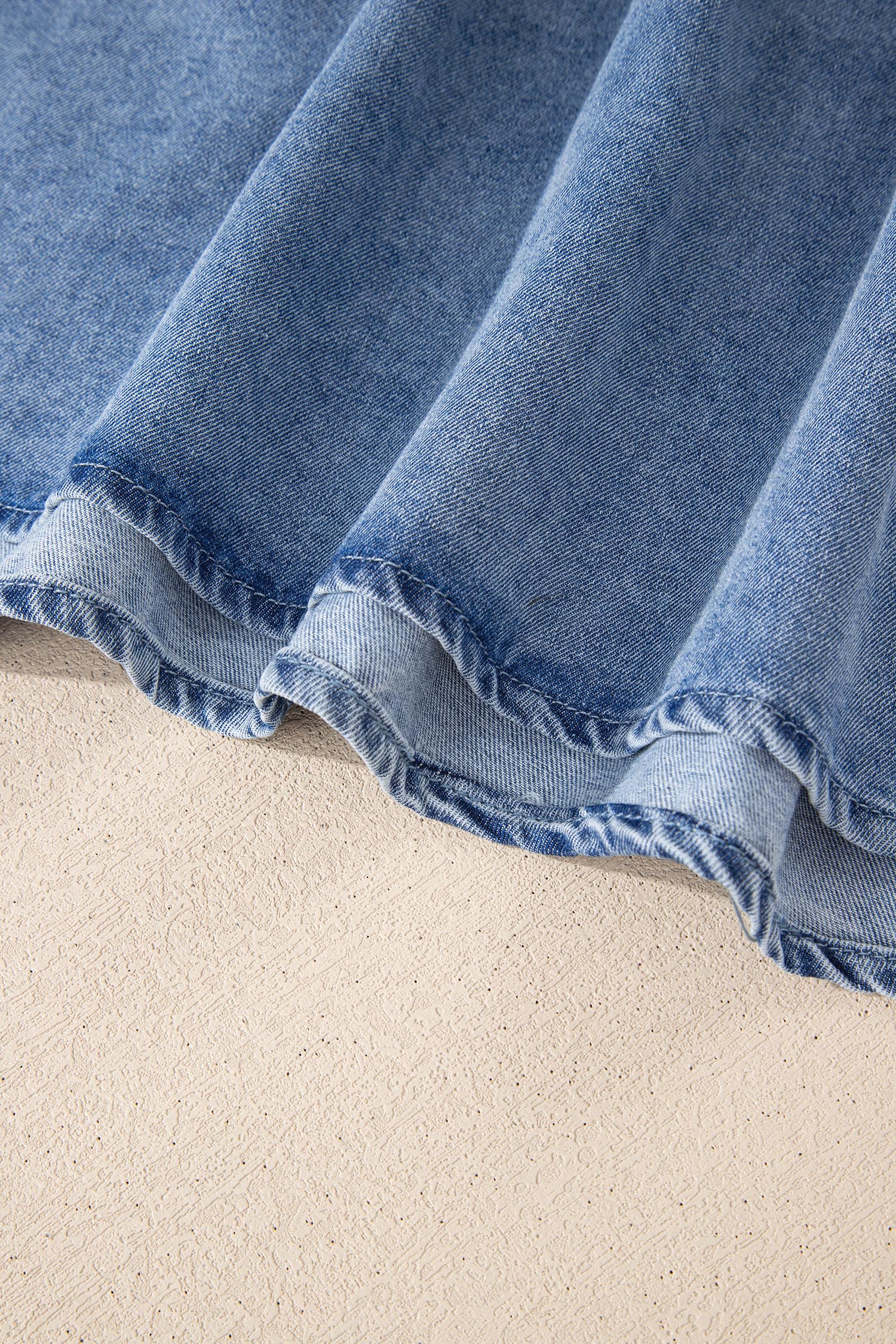 Denim Pleated Patchwork Sleeveless Top