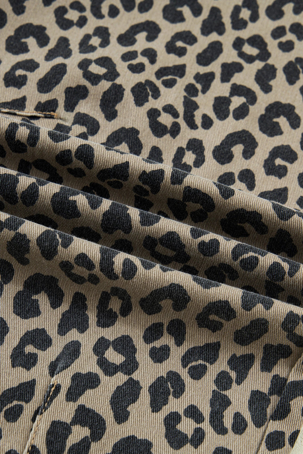 Leopard Denim Drawstring Elastic Waist Loose Pants
