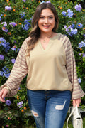 Plus Size Stripe Patchwork Raglan Sleeve Jumper