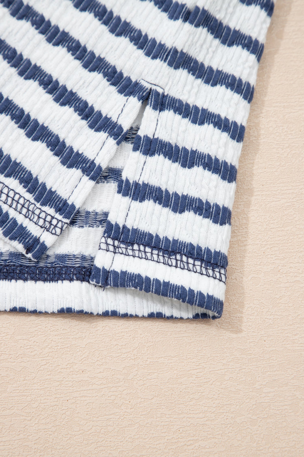 Stripe Textured Knit 3/4 Sleeve Top