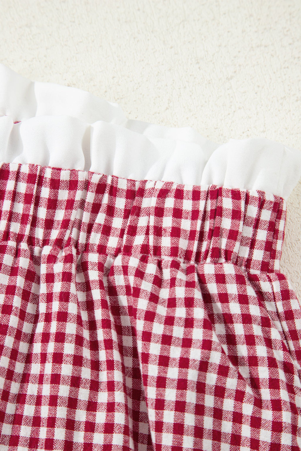 Plus Size Gingham Plaid Ruffle Contrast Trim Shorts