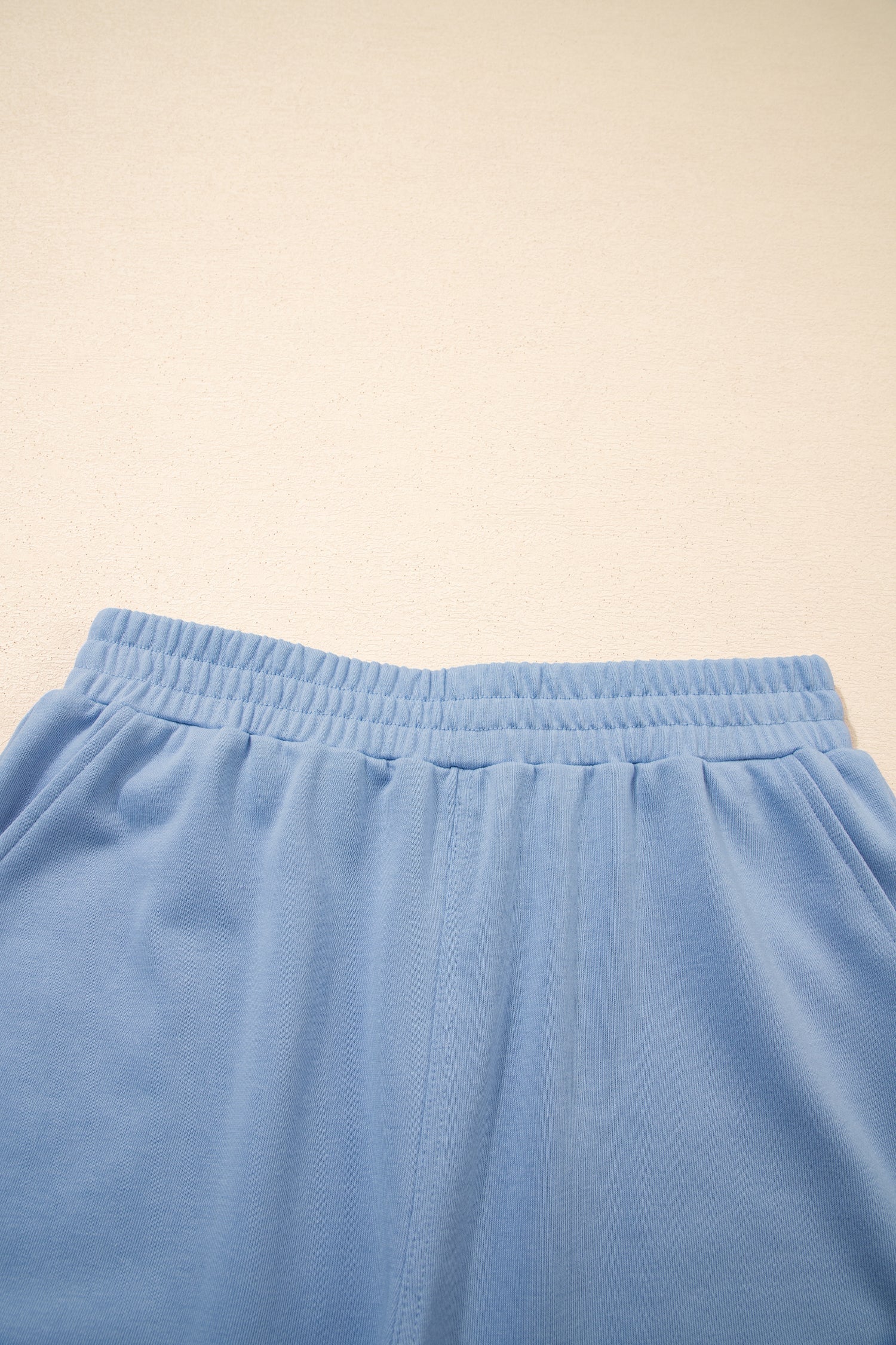 Solid Textured Raw Edge Top and Short Set