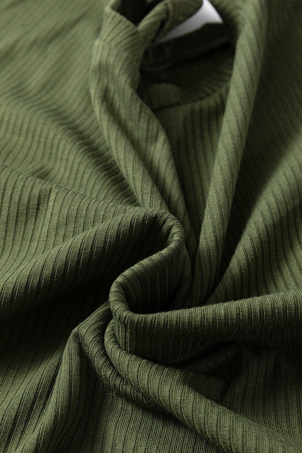 Solid Ribbed Knit Ruffle Short Sleeve T-Shirt