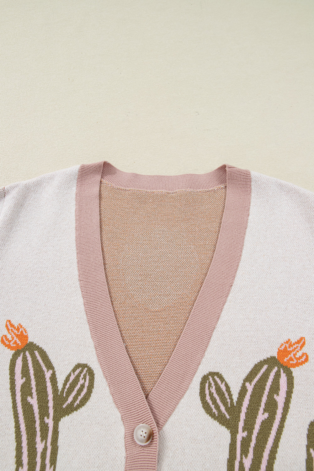 Plus Size Western Cactus Button-front Cardigan Sweater