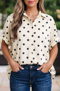 Beige Polka Dot Dolman Top