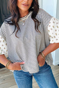 Stripe Floral Sleeve Top